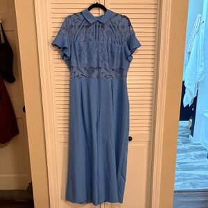 ASOS Blue Lace Detail Jumpsuit - size 14